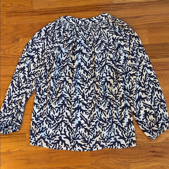 Lilly Pulitzer Elsa silk top - Navy and White Pattern - Picture 3 of 4